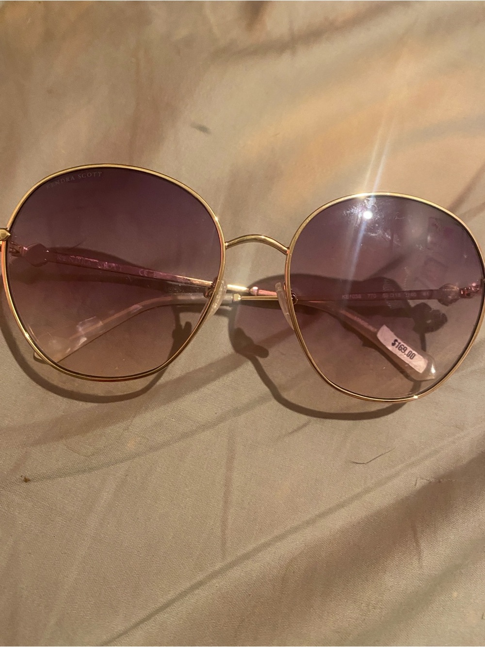 Kendra Scott Gold Frame Sunglasses with Pink Gradient Lenses